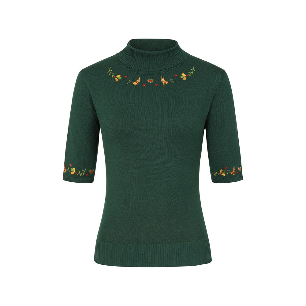Banned - Scandi Polo Neck Pull en tricot - Vert
